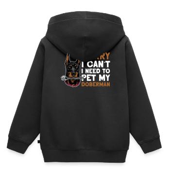 Ne puis-je pas avoir à caresser mon Doberman - Sweat Premium à capuche enfant bio - noir - Dos - AI Model Kid Male (0cm)