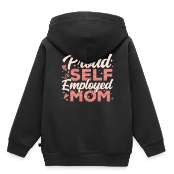 Fière mère indépendante Travailleur autonome - Sweat Premium à capuche enfant bio - noir - Dos - AI Model Kid Male (0cm)