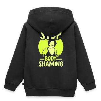 No more bodyshaming Annoying bodyshaming - Kids Premium Organic Hoodie - black - Back - AI Model Kid Male (0cm)
