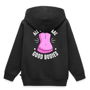 Tous les corps sont bons corps ennuyeux Body Shaming - Sweat Premium à capuche enfant bio - noir - Dos - AI Model Kid Male (0cm)