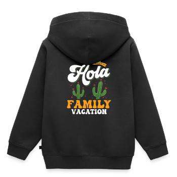 Hola Family Holidays Family Holidays Family - Kids Premium Organic Hoodie - black - Back - AI Model Kid Male (0cm)