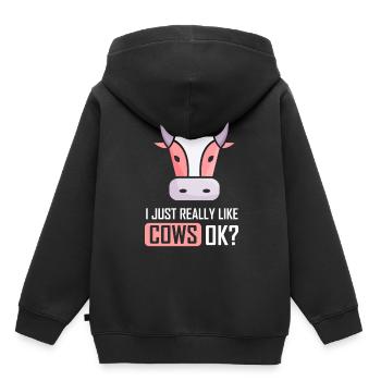 J’aime beaucoup les vaches vaches laitières ferme - Sweat Premium à capuche enfant bio - noir - Dos - AI Model Kid Male (0cm)