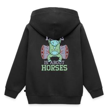 La vie se compose de chevaux d’équitation - Sweat Premium à capuche enfant bio - noir - Dos - AI Model Kid Male (0cm)