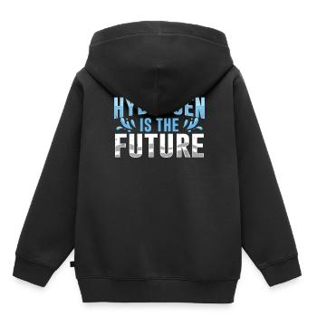 L’hydrogène est l’élément d’avenir L’hydrogène - Sweat Premium à capuche enfant bio - noir - Dos - AI Model Kid Male (0cm)
