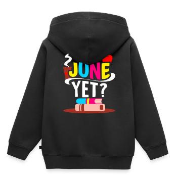 C’est déjà juin Rentrée Rentrée Rentrée - Sweat Premium à capuche enfant bio - noir - Dos - AI Model Kid Male (0cm)