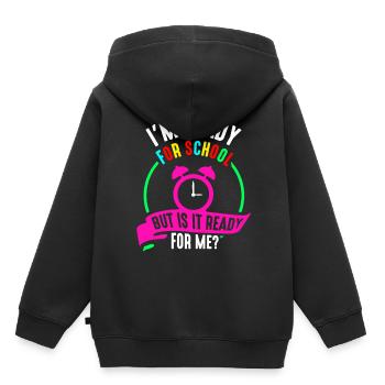Je suis prête pour l’école, elle est prête pour moi - Sweat Premium à capuche enfant bio - noir - Dos - AI Model Kid Male (0cm)