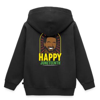 Fröhlicher Juneteenth Black African American 1865 - Kinder Premium Organic Hoodie - Schwarz - Hinten - AI Model Kid Male (0cm)