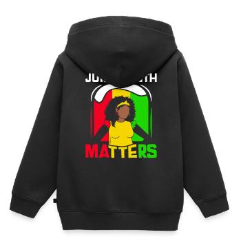 Juneteenth Matters African American Black 1865 - Kinder Premium Organic Hoodie - Schwarz - Hinten - AI Model Kid Male (0cm)