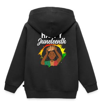 Fröhlicher Juneteenth African American Black 1865 - Kinder Premium Organic Hoodie - Schwarz - Hinten - AI Model Kid Male (0cm)