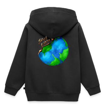 Burning Earth Globe - Save Earth For Earth Day - Kinder Premium Organic Hoodie - Schwarz - Hinten - AI Model Kid Male (0cm)