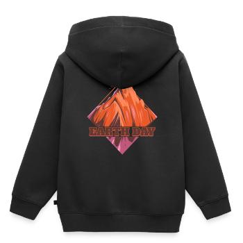 Logo de montagne en forme de losange pour le Jour de la Terre - Sweat Premium à capuche enfant bio - noir - Dos - AI Model Kid Male (0cm)