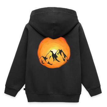 Sonnenschein Gebirge Wildnis Sonnenstrahlen Berg - Kinder Premium Organic Hoodie - Schwarz - Hinten - AI Model Kid Male (0cm)