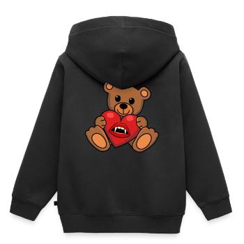 Teddy Heart Vampire Horreur Halloween Suceur de sang - Sweat Premium à capuche enfant bio - noir - Dos - AI Model Kid Male (0cm)