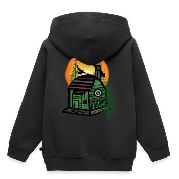 Waldbewohner Naturliebhaber Hütte Tiny Hütte Haus - Kinder Premium Organic Hoodie - Schwarz - Hinten - AI Model Kid Male (0cm)