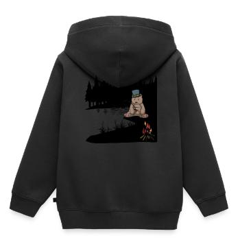 Nature sauvage Ours brun Ange Pêcheur Lac Amoureux de la nature - Sweat Premium à capuche enfant bio - noir - Dos - AI Model Kid Male (0cm)