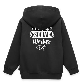 Je suis un travailleur social qui forme un travailleur social - Sweat Premium à capuche enfant bio - noir - Dos - AI Model Kid Male (0cm)