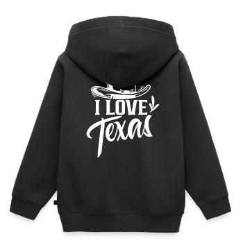 J’aime le Texas Fier Texan Dictons Texan - Sweat Premium à capuche enfant bio - noir - Dos - AI Model Kid Male (0cm)