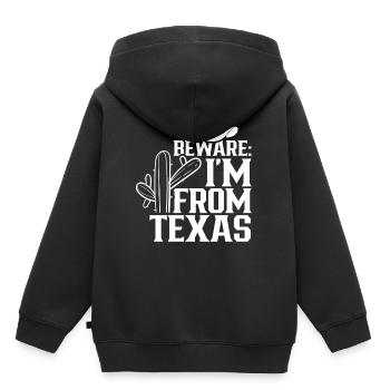 Achtung: Ich Komme Aus Texas Texaner Texanisch - Kinder Premium Organic Hoodie - Schwarz - Hinten - AI Model Kid Male (0cm)