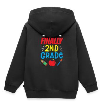 Endlich Zweite Klasse Schule Zweitklässler Lehrer - Kinder Premium Organic Hoodie - Schwarz - Hinten - AI Model Kid Male (0cm)