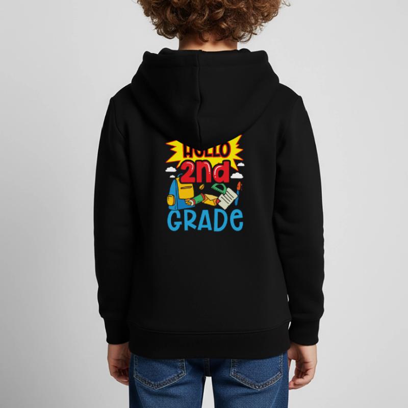Hello 2nd Class Second Class Second Grader Kids Premium Organic Hoodie
