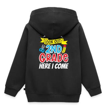 Achtung Zweite Klasse Ich Komme Zweitklässler - Kinder Premium Organic Hoodie - Schwarz - Hinten - AI Model Kid Male (0cm)