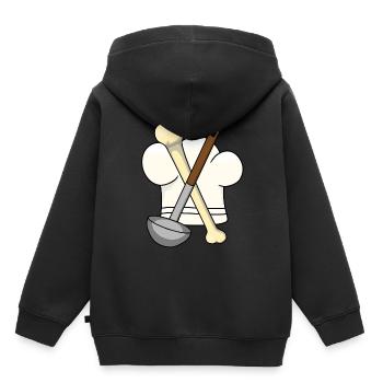 Soupe aux os Louche Chapeau de Chef Chef Gourmet - Sweat Premium à capuche enfant bio - noir - Dos - AI Model Kid Male (0cm)