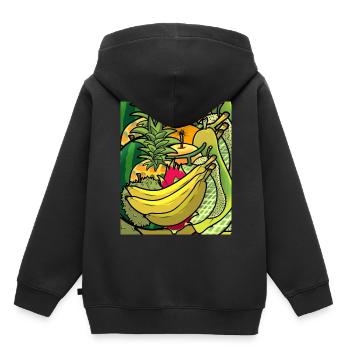 Sommerzeit exotische saftige Früchte Obst Vitamine - Kinder Premium Organic Hoodie - Schwarz - Hinten - AI Model Kid Male (0cm)