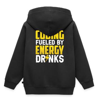 Programming with Energydrinks Coding Code Coder - Kids Premium Organic Hoodie - black - Back - AI Model Kid Male (0cm)