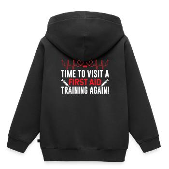 Time to attend a first aid course again - Kids Premium Organic Hoodie - black - Back - AI Model Kid Male (0cm)
