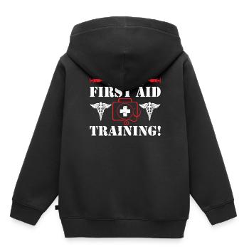 Participer à un instructeur de secourisme - Sweat Premium à capuche enfant bio - noir - Dos - AI Model Kid Male (0cm)