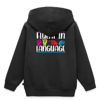 Fließend In Gebärdensprache Awareness Gebärden - Kinder Premium Organic Hoodie - Schwarz - Hinten - AI Model Kid Male (0cm)