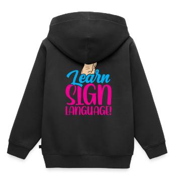 Gebärdensprache Lernen Awareness Gebärden Gestik - Kinder Premium Organic Hoodie - Schwarz - Hinten - AI Model Kid Male (0cm)