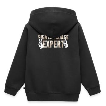 Gebärdensprache Experte Gestik Gebärden Awareness - Kinder Premium Organic Hoodie - Schwarz - Hinten - AI Model Kid Male (0cm)