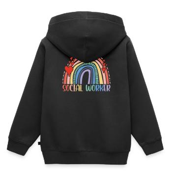 Travailleur social Travail social Profession de travailleur social - Sweat Premium à capuche enfant bio - noir - Dos - AI Model Kid Male (0cm)