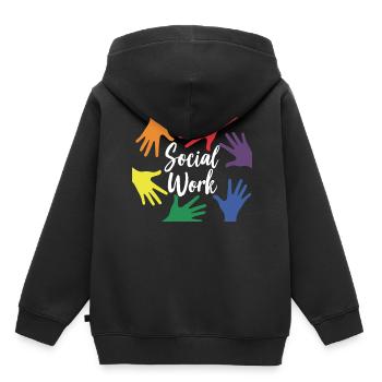 Travail social Travail social Profession de travailleur social - Sweat Premium à capuche enfant bio - noir - Dos - AI Model Kid Male (0cm)