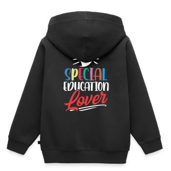 Amoureux de l’éducation spécialisée Enseignants en éducation spécialisée - Sweat Premium à capuche enfant bio - noir - Dos - AI Model Kid Male (0cm)