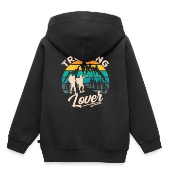 Trekking Lovers Randonneurs - Sweat Premium à capuche enfant bio - noir - Dos - AI Model Kid Male (0cm)