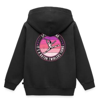 Baton Twirling Rod Turning Spin & Bling - Sweat Premium à capuche enfant bio - noir - Dos - AI Model Kid Male (0cm)