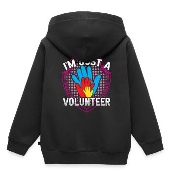 Je ne suis qu’un bénévole - Sweat Premium à capuche enfant bio - noir - Dos - AI Model Kid Male (0cm)