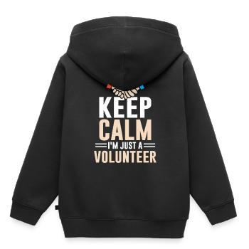 Restez calme Je ne suis qu’une profession bénévole - Sweat Premium à capuche enfant bio - noir - Dos - AI Model Kid Male (0cm)
