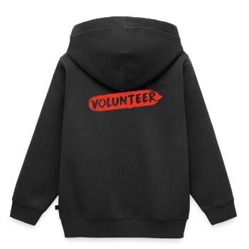 Volontariat volontaire - Sweat Premium à capuche enfant bio - noir - Dos - AI Model Kid Male (0cm)