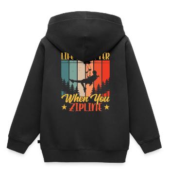 Das Leben Ist Besser Wenn Man Zipline Fährt Sport - Kinder Premium Organic Hoodie - Schwarz - Hinten - AI Model Kid Male (0cm)