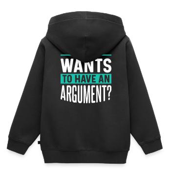 Wer Will Sich Streiten Argument Argumentieren - Kinder Premium Organic Hoodie - Schwarz - Hinten - AI Model Kid Male (0cm)