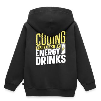 Programming with Energy Drinks Coding Coder Code - Kids Premium Organic Hoodie - black - Back - AI Model Kid Male (0cm)