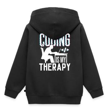 Programming is my therapy Code Coder Coding - Kids Premium Organic Hoodie - black - Back - AI Model Kid Male (0cm)