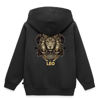 Horoscope du Lion Astrologie du Lion Horoscope du signe - Sweat Premium à capuche enfant bio - noir - Dos - AI Model Kid Male (0cm)