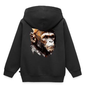 Geometric Monkey Head Abstract Polygonal Wild Anim - Kinder Premium Organic Hoodie - Schwarz - Hinten - AI Model Kid Male (0cm)