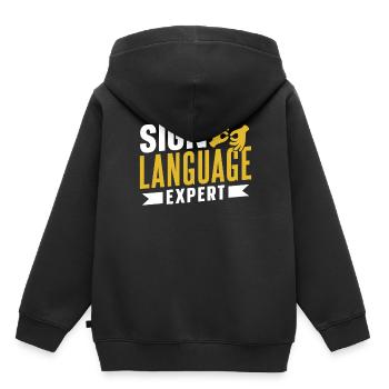 Gebärdensprache Experte Gebärden Gestik Awareness - Kinder Premium Organic Hoodie - Schwarz - Hinten - AI Model Kid Male (0cm)