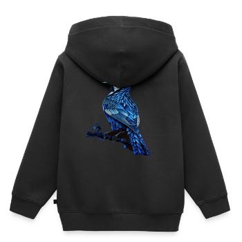 Geai Bleu Géométrique Oiseau Coloré Abstrait Wat - Sweat Premium à capuche enfant bio - noir - Dos - AI Model Kid Male (0cm)