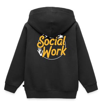 Équipe de travail social Travailleur social Travail social - Sweat Premium à capuche enfant bio - noir - Dos - AI Model Kid Male (0cm)